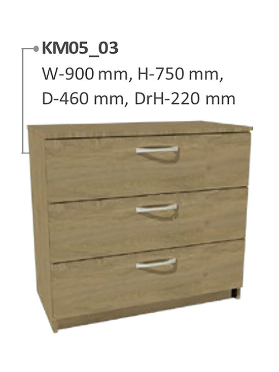 Kumode ar trīs atvilktnēm