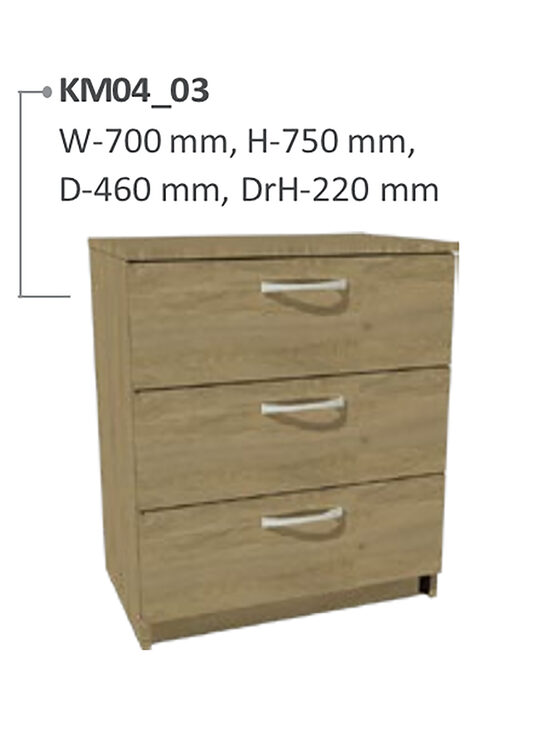 Kumode ar trīs atvilktnēm