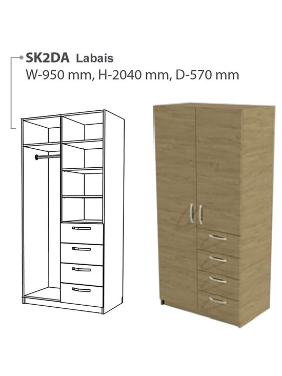 Divdurvju skapis ar atvilktnēm